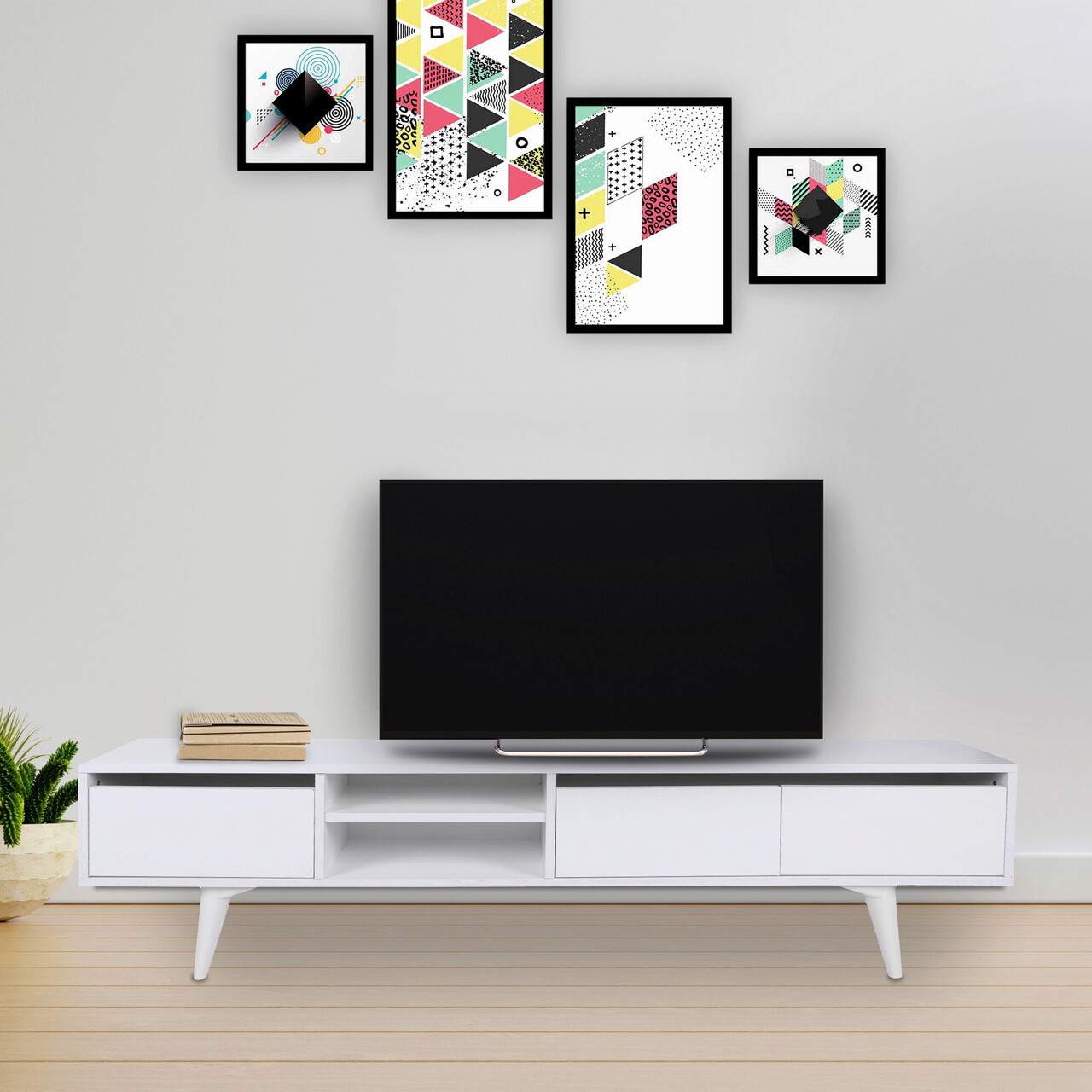 Comoda TV, Hanah Home, Graz, 180x30x45 cm, Alb - imagine 5